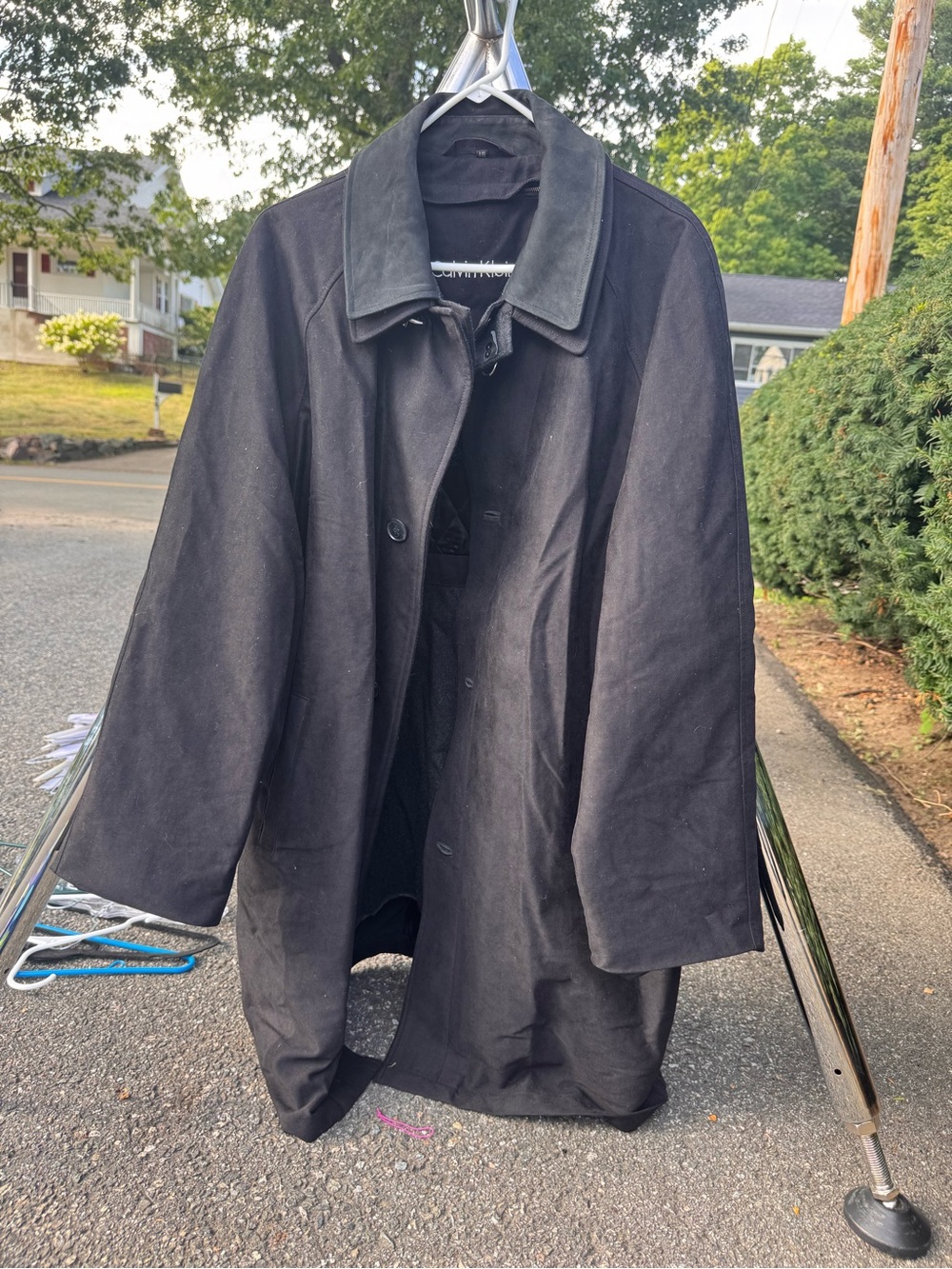 Calvin Klein Men’s Black Overcoat with Contrast Collar
